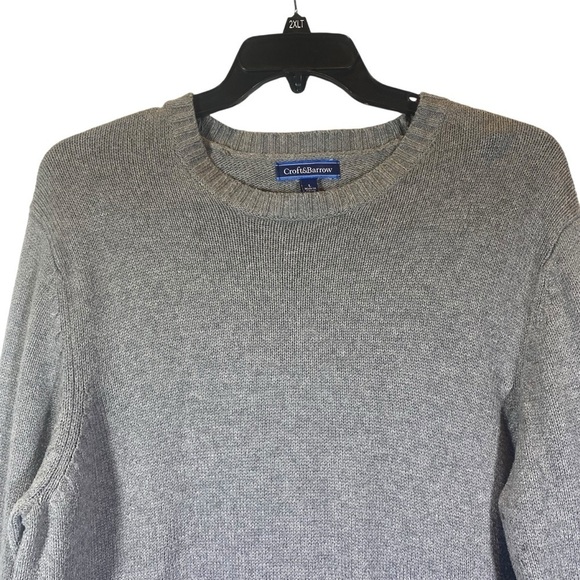 Croft & Barrow Men's size Large Gray crew neck knit sweater long sleeve pull on - Picture 2 of 7